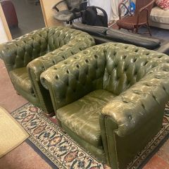 Pair of Vintage Chesterfield Low Back Club Chairs