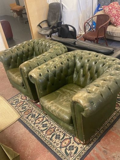 Pair of Vintage Chesterfield Low Back Club Chairs