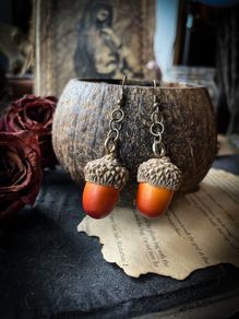 Autumn Earthy Hippie Witch Acorn Earrings
