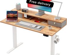 Electric Adjustable Height Desk with 2 Drawers, 100 x 60 cm,