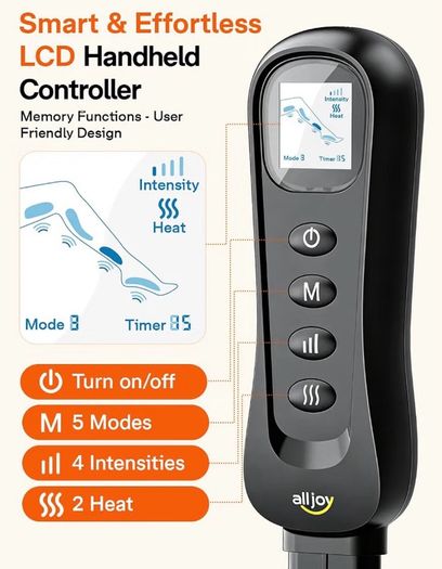 Leg Massager for Circulation and Pain Relief, with Heat and Compression,