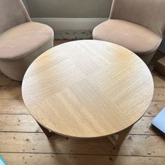 Coffee and gorgeous velvet swivel chairs