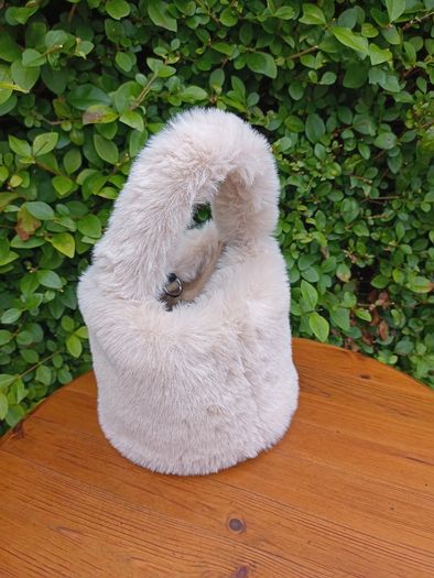 Cream Faux Fur Handbag