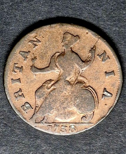 1738 Britannia George ll half Penny coin