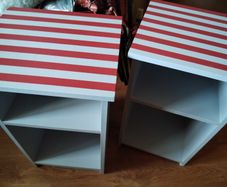 lockers open faced with really nice red stripe on top to add character x2
