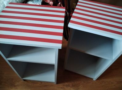 lockers open faced with really nice red stripe on top to add character x2