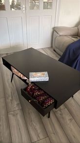Barcelona Coffee Table - Black Wood Effect with Drawer