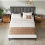 Double Bed Frame, Easy Assembly, Sturdy Wooden Slat Support, Upholstered Platform with Headboard, No Box Spring Needed, Gray Double Bed 135x190 Image 4