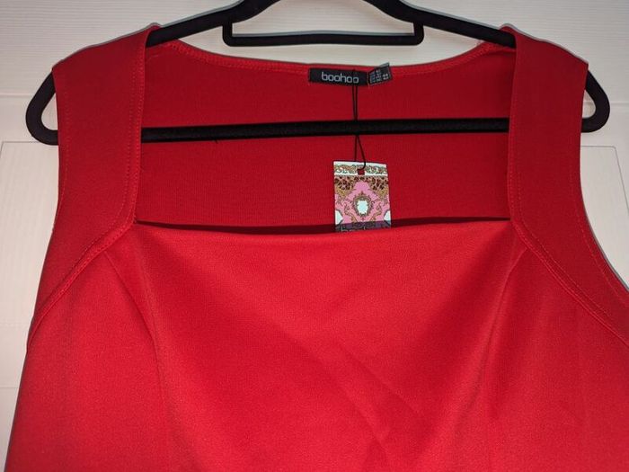 beautiful square neck, skater, midi dress from Boohoo