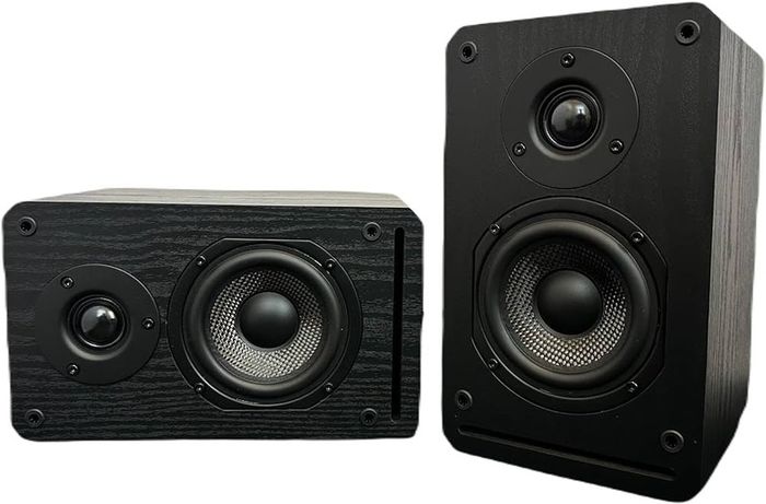 Bookshelf Speaker, Black Wood Effect Cabinet with 4 inch Enhanced Carbon Fibre Woofer, 1 Inch Silk Dome Tweeter, Detailed and Refined Sound150W RMS