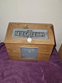 Vintage hand made wooden Recipes box
