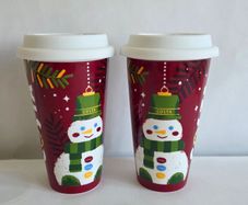 Costa Coffee Ceramic Mugs Christmas silicone lid