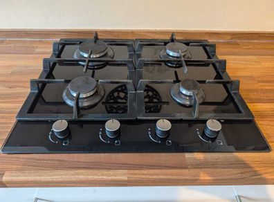 60cm Black Glass Gas Hob