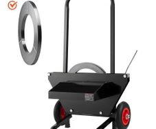 Banding Strapping Cart, Fit for Steel Strapping Coils with 600 mm Core Outer Size, Heavy Duty Strapping Dispenser with Rubber Wheels