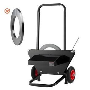 Banding Strapping Cart, Fit for Steel Strapping Coils with 600 mm Core Outer Size, Heavy Duty Strapping Dispenser with Rubber Wheels