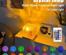 16 Colours Water Ripple Projector Dynamic Rotating LED Night Light with Remote Dimming Family Bedroom Romantic Ocean Decor Lamp