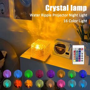 16 Colours Water Ripple Projector Dynamic Rotating LED Night Light with Remote Dimming Family Bedroom Romantic Ocean Decor Lamp