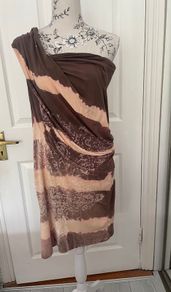 AllSaints One-Shoulder Bleach Dye Dress - Size 14
