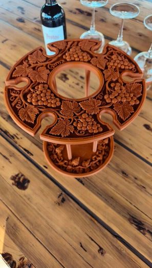 3D Printed Wine Bottle & Wine Glass Holder Elegant Tabletop Display