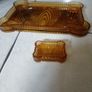 vintage Amber glass dressing table tray and trinket dish Image 2