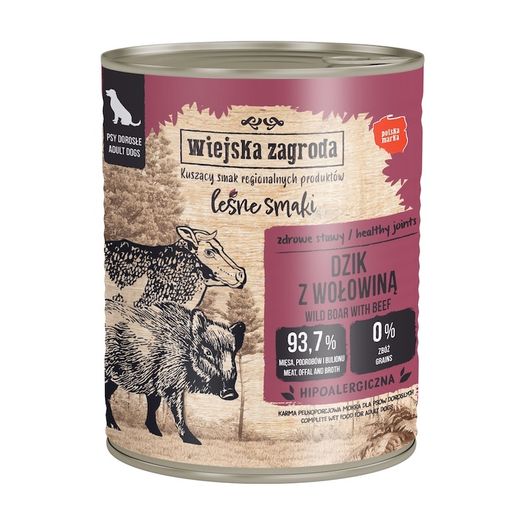 Country of Animals Forest Flavours Wild boar with beef wet food for adult dogs 800g