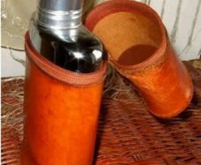 Vintage Harrods Hip flask & Leather Case