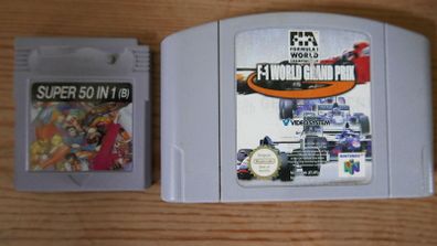 Gameboy 50 in 1 (B) Gameboy Cartridge and intendo N64 game F-1 World Grand Prix pal version