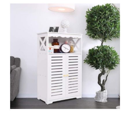 Bathroom Cabinet,Waterproof  Bathroom Floor Cabinet,Storage Cupboard Unit,White Bathroom Storage Organizer,Free Standing Cabinet,Compact Cabinet Store Bathroom Accessories
