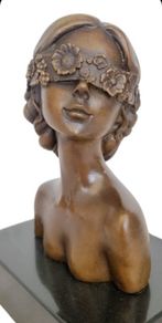 Miguel Lopez (1955) Bust Of A Lady - Bronze, Marble (Signed)