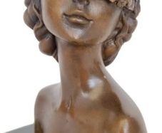 Miguel Lopez (1955) Bust Of A Lady - Bronze, Marble (Signed)