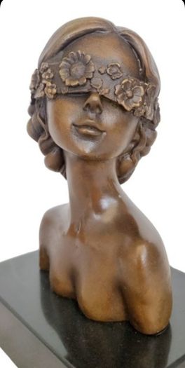 Miguel Lopez (1955) Bust Of A Lady - Bronze, Marble (Signed)
