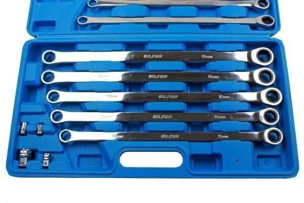 10 Piece Extra Long Ratchet Ring Spanner Set