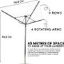 Rotary Washing Line | 45m Rotating Outdoor Washing Line | Heavy Duty Clothes Airer Outdoor | Garden Rotary Line | 4 Arm Rotary Washing Line | Washing Line Rotary with Ground Spike & Cover (FREE SHIPPING) Image 8