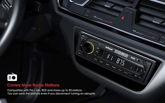 RDS Hands-free Calling Car Radio Bluetooth 5.0, 7 LED Colors Car Stereo & Clock, 4X60W FM Radio USB/AUX in/MP3/FLAC/WMA/WAV/SD/AM MP3 Player Wireless Remote Control, 30 Radio Stations,1 DIN (FREE POSTAGE)