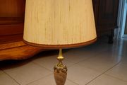 Antique French Brass and Onyx Marble Beautiful Table Lamp Circa 1950s