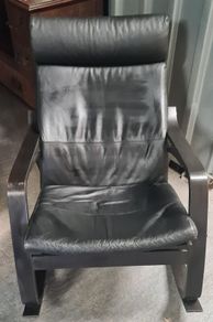 Black Leather Rocking Armchair