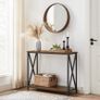 _Console Table, Side Table, Hallway Table, Sofa Table, Cross Braces, 100 x 35 x 80 cm, for Living Room, Hallway, Steel Frame, Industrial Design, Vintage Brown/Black Image 2