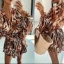 Set of oversize shirt + shorts with a brown tiger pattern Image 6