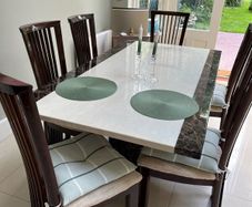 Marble table and dining chairs