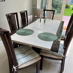 Marble table and dining chairs