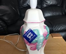 Hand painted AVOCA BLUE table lamp
