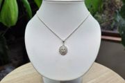 Sterling Silver 925 Cubic Zirconia Cluster Oval Pendant Necklace 4.9g