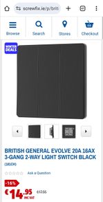 British General Triple Light Switch Black Matt