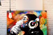Monkey Dj Banksy Colourful Swirl Canvas Street Wall Art Print Artwork (multiple Sizes)