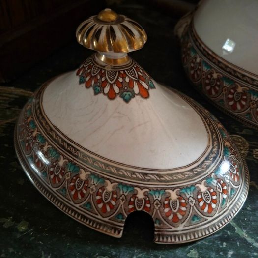 Rare 1860s Victorian Ironstone Sauce Tureen & Lid