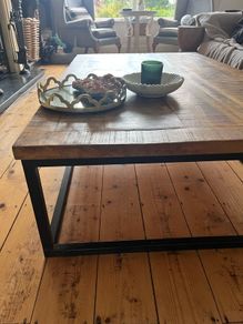 Large Bespoke Solid Wood & Steel Coffee Table