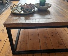 Large Bespoke Solid Wood & Steel Coffee Table