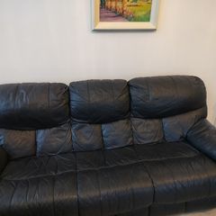 Black Leather 3 Seater Couch