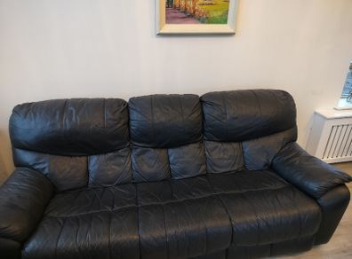 Black Leather 3 Seater Couch