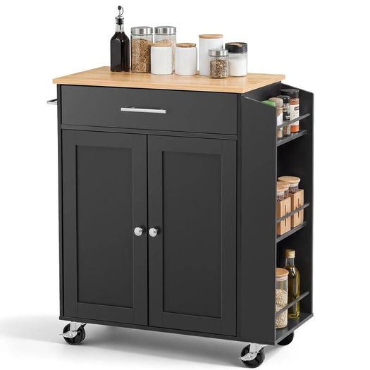 Kitchen Island Cart with Storage Mobile Rolling Storage Island on Swivel Wheels, with Drawer, Storage Cabinet